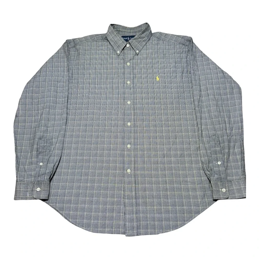 Ralph Lauren Classic Fit Long Sleeve Button Down Glen Plaid Pony Men XL